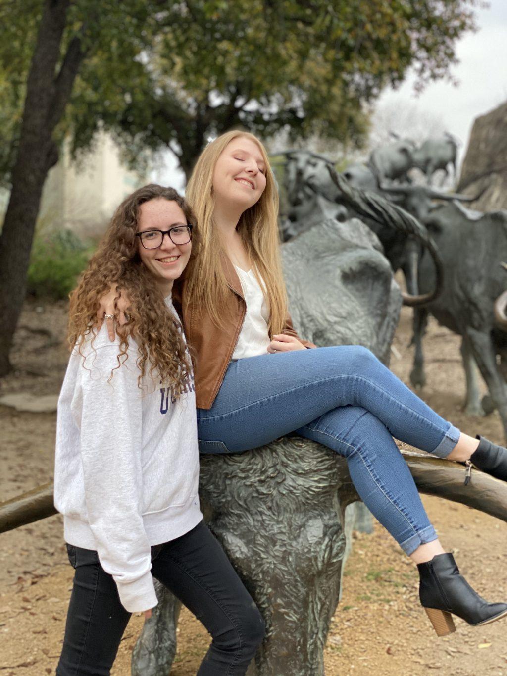 Juniors Katie Thompson and Samantha Miller enjoy time with each other in Fort Worth, Texas, in March. The couple returned to their hometown of McKinney, Texas, after Pepperdine closed in the spring. Photo courtesy of Katie Thompson