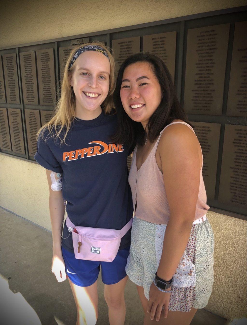 Vander Mey (left) poses with her good friend, senior Kim Yeung (right), on campus in September 2019. Vander Mey said her own medical experiences grew her passion for wanting to serve others as a registered dietitian in a hospital.