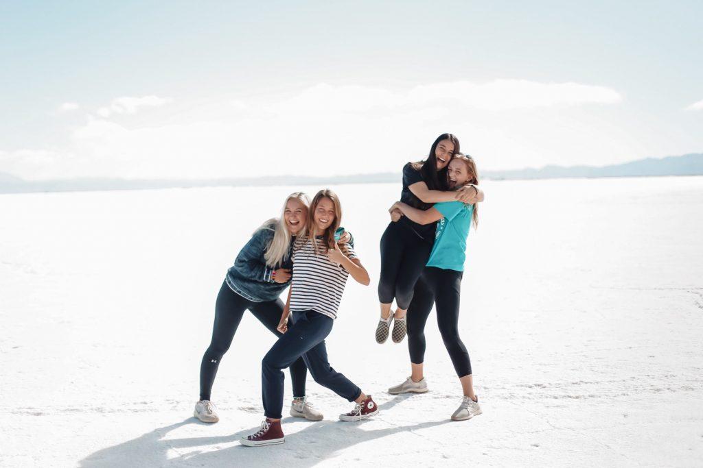 Armstrong (left) poses with seniors Grace Benner, Sydney Griffith and Grace Wilson at the salt flats in Jujuy, Argentina in March 2019 during their time studying abroad in the Buenos Aires program. Armstrong said the thing she misses the most about studying abroad in Argentina is seeing friends every day in Casa Holden.
