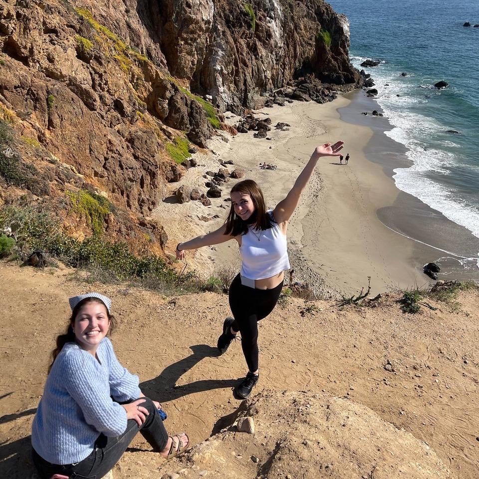 Harris (right) has a good time at the beach in Malibu, CA, with her friend Alina Sanchez (left) in February. She said attending Pepperdine is a dream come true.