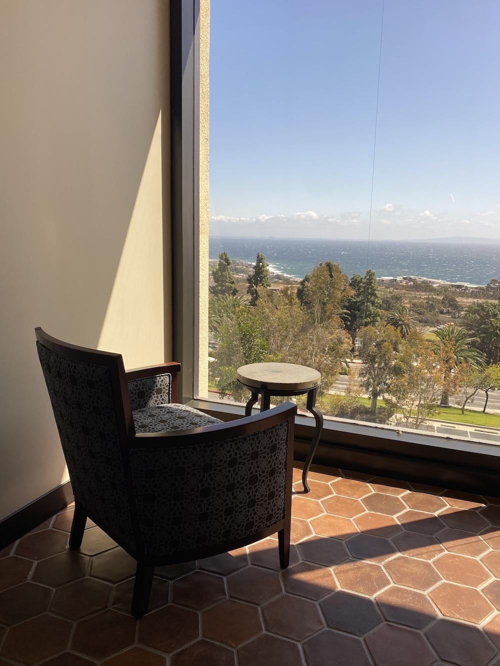 A socially distanced seat at the library faces Malibu campus March 15. COVID-19 regulations have changed the set-up of the library, and students are required to social distance.