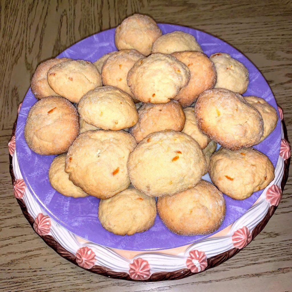 A batch of David Harutunyan's orange cookies lie on a decorative plate. They're made with orange juice and decorated with orange peels. Photo courtesy of David Harutunyan