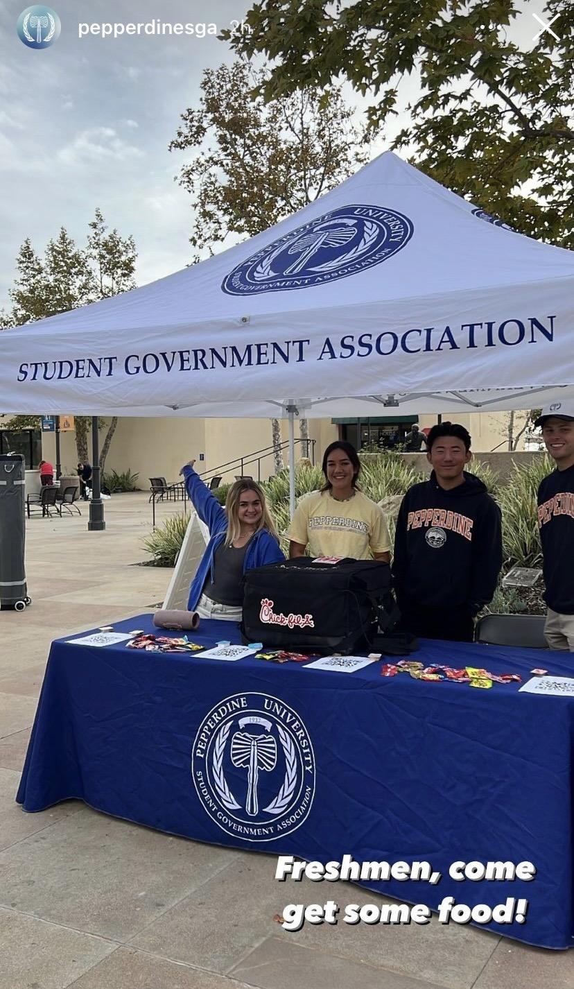 This photo shows SGA handing out Chick-fil-A to freshmen on main campus on November 1. Photo courtesy of SGA's Instagram