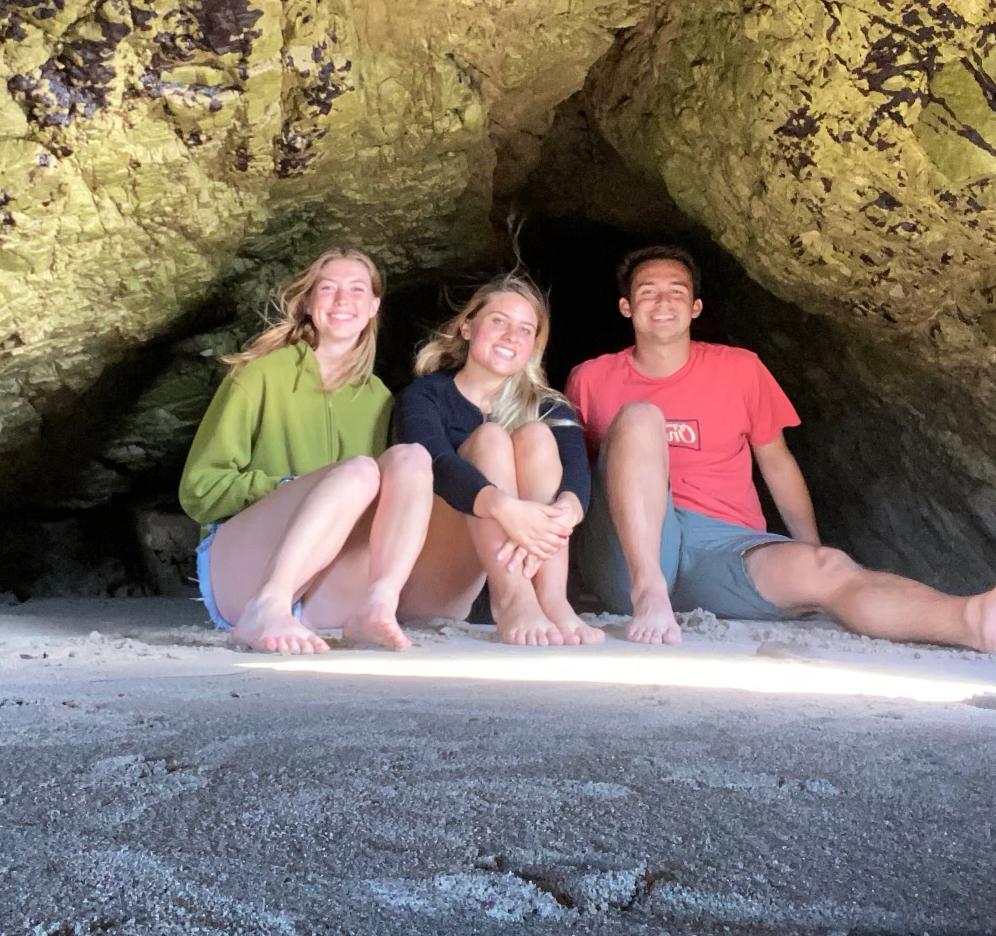 Aaron Ekenstam takes his two Board Buddies, Julia Johnson and Annika Huckeba, to the beach this past semester. Through the program, Ekenstam exposed his two younger groupmates to the local Malibu community. Photo courtesy of Hannah Kate Albach