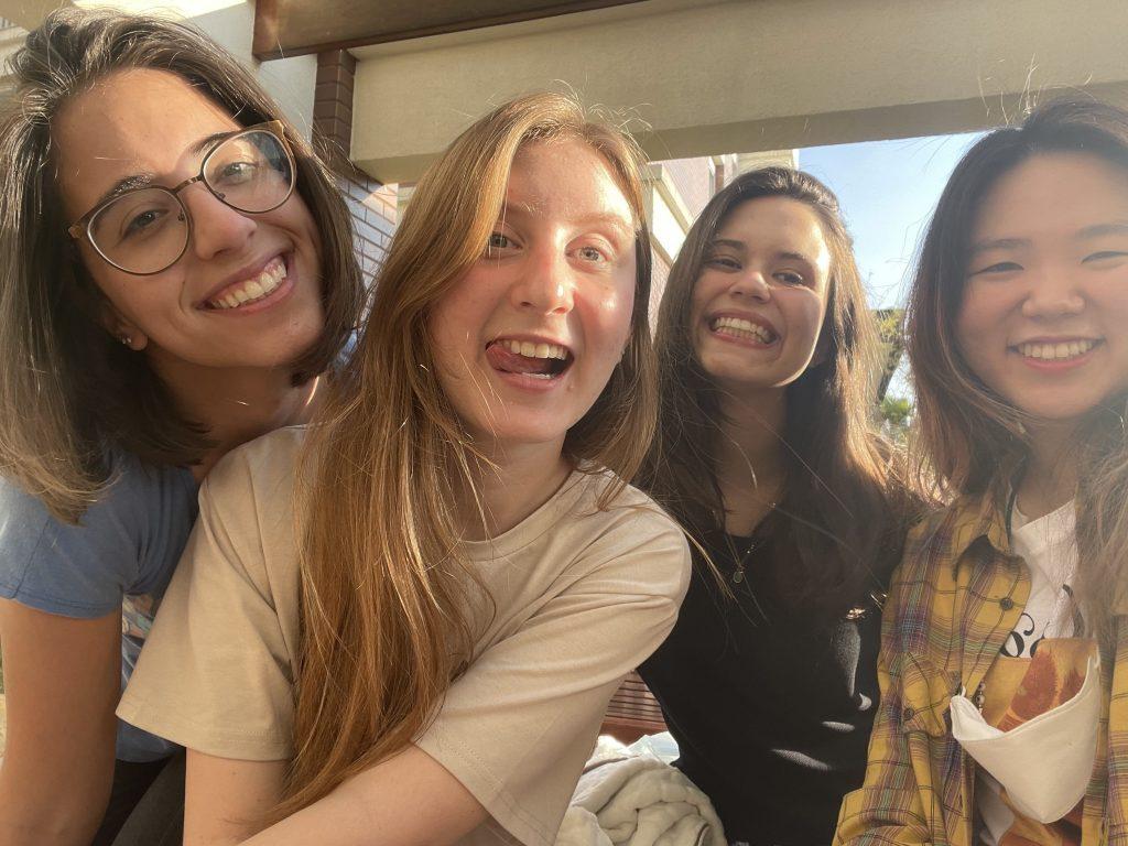 Yoon and her friends in Brazil smile for a selfie. Yoon spent her childhood in São Paulo, Brazil, and lived there until she moved to California in 2016.