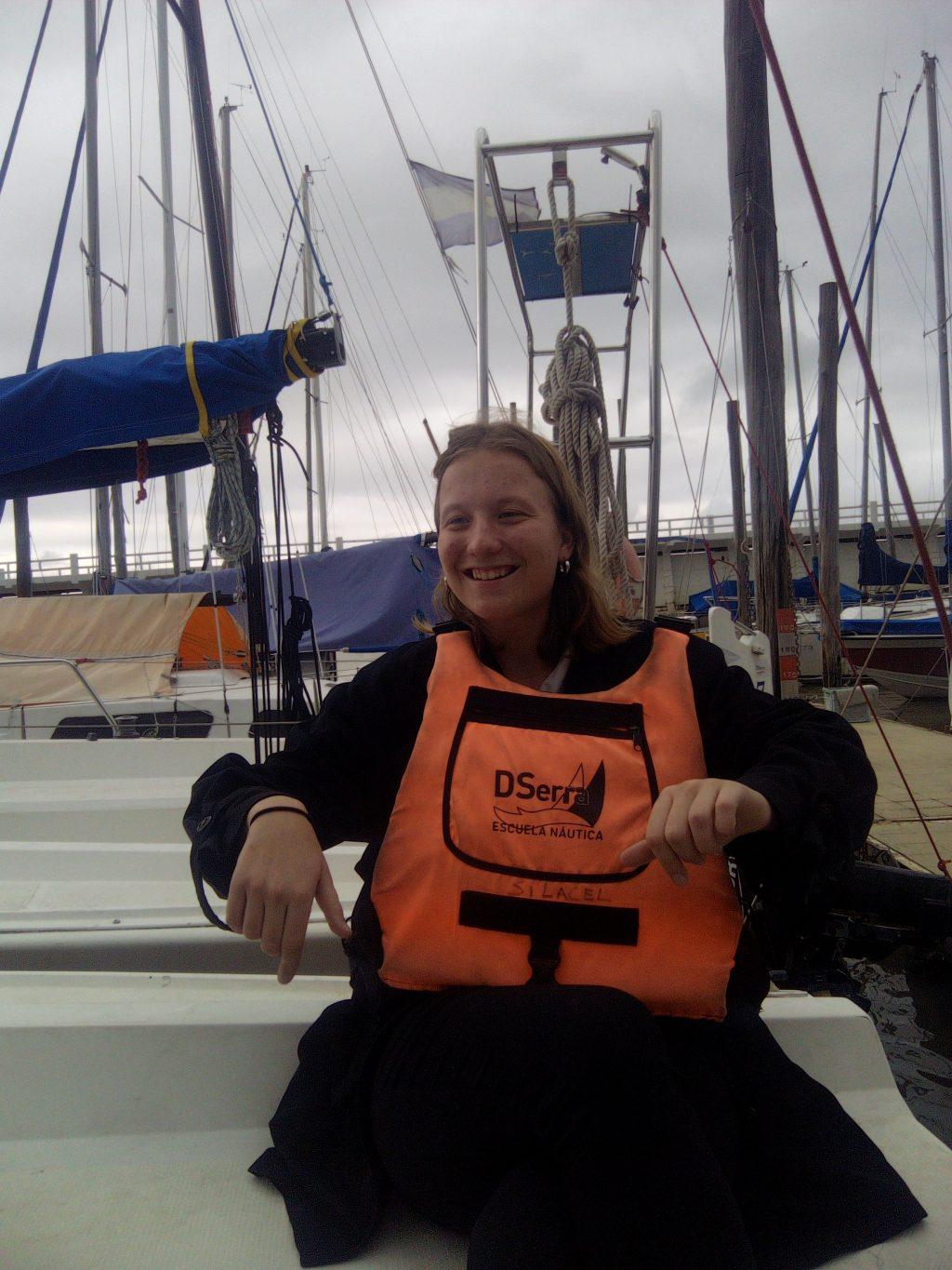 Junior Abigail Munzar prepares to set off as she leaves the coast behind and starts her sailing lesson in Buenos Aires. Munzar learned the correct format regarding ocean and river sailing, although it has its challenges, she said it&squot;s been "smooth sailing." Photo courtesy of Abigail Munzar