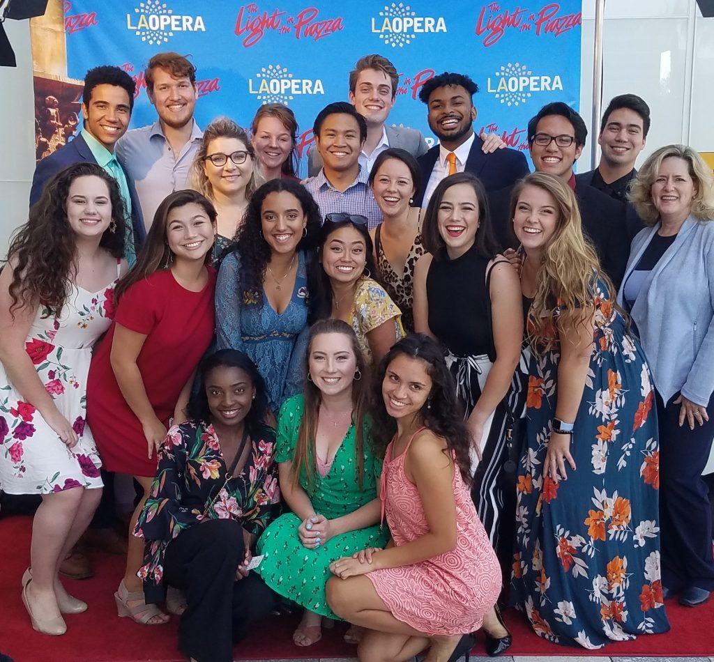 Emelio and her students share an evening together at the Los Angeles Opera in 2019. Emelio's students have performed with world renowned operas including the San Francisco and Los Angeles operas. Photo courtesy of Melanie Emelio