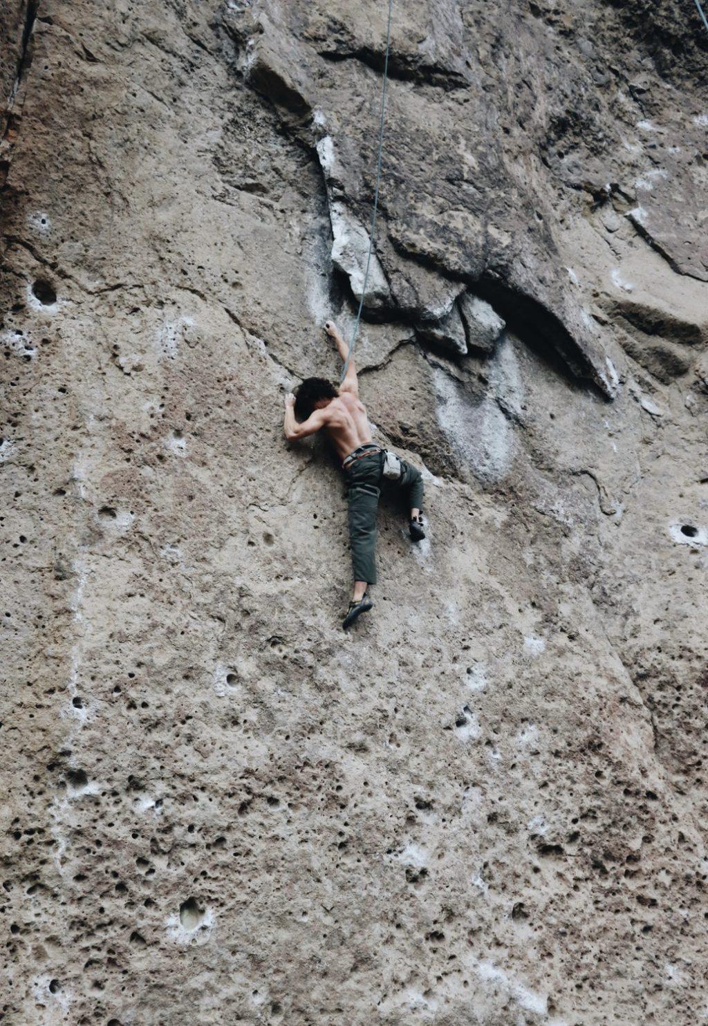 Climbing club president John Palmer climbing in Malibu Creek State Park.