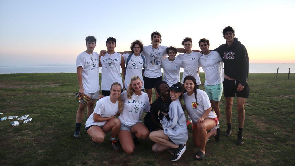 Members of Pepperdine Greek life gather for a photo during the Alpha Phifa philanthropy event. They raised $2,000 towards the promotion of heart health. Photo courtesy of Nora Mclaughlin