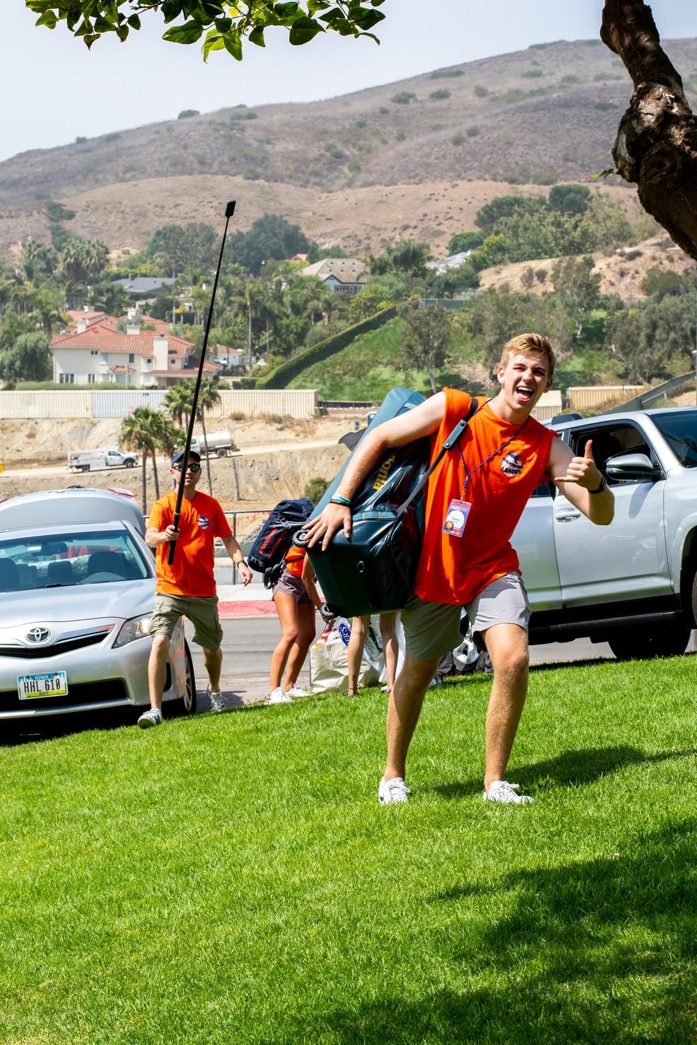 Orientation leaders unpack new students' cars and help move each student into their new dorms Aug. 23. Orientation leaders moved onto campus in early August to begin preparing for new students.