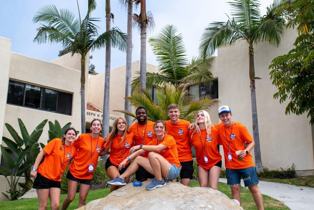A group of NSO leaders smile in front of the first-year house J. Penn. Aug. 23. Sophomores, juniors and seniors had the opportunity to volunteer as orientation leaders to help make moving easy and efficient.