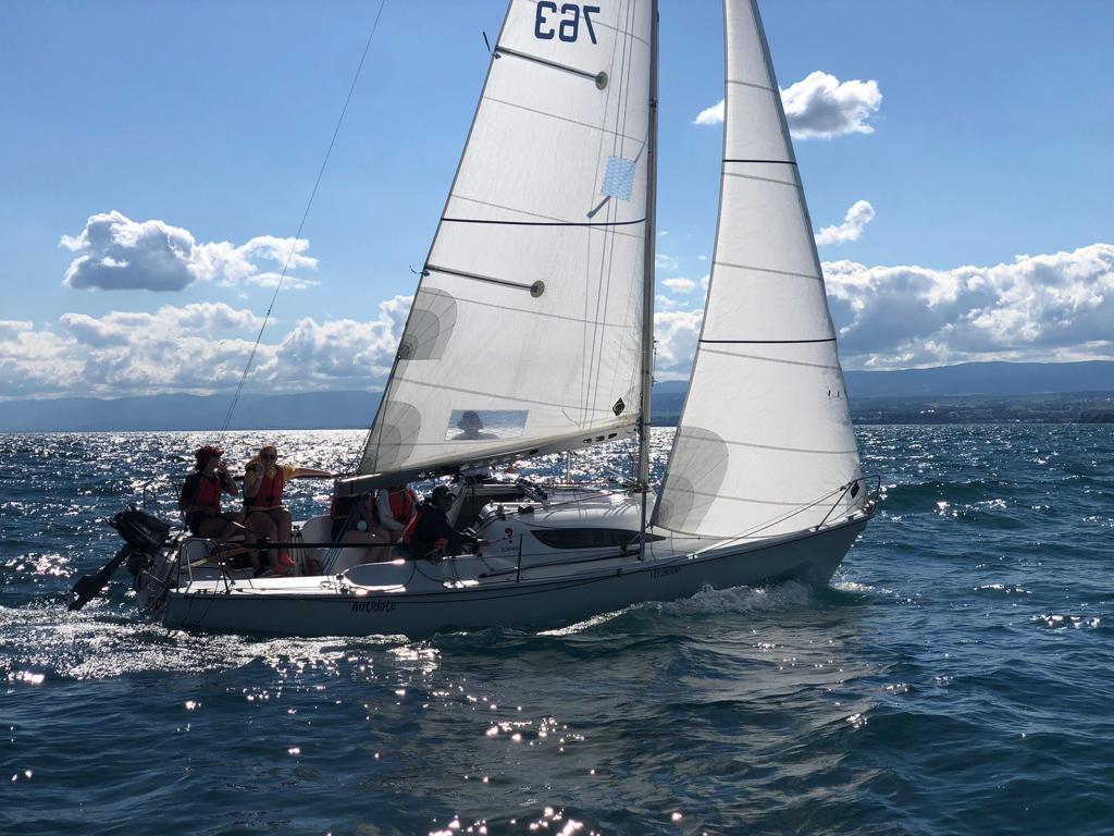 Members of the sailing class hard at work on Lake Geneva June 8. This GE course was an opportunity to not only learn a new skill, but explore the coasts of Switzerland and France.