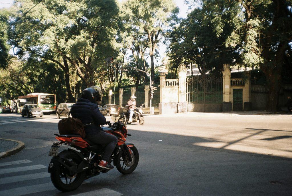 A motorcyclist on the street where I lived drives around Belgrano, Buenos Aires, on May 20. I have never in my life experienced driving as crazy as I have in Argentina.