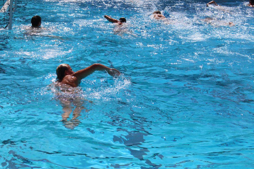 Pepperdine Men's Water Polo team cools down after the game versus Brown Sept. 18. Nine different Waves found the bottom of the net.