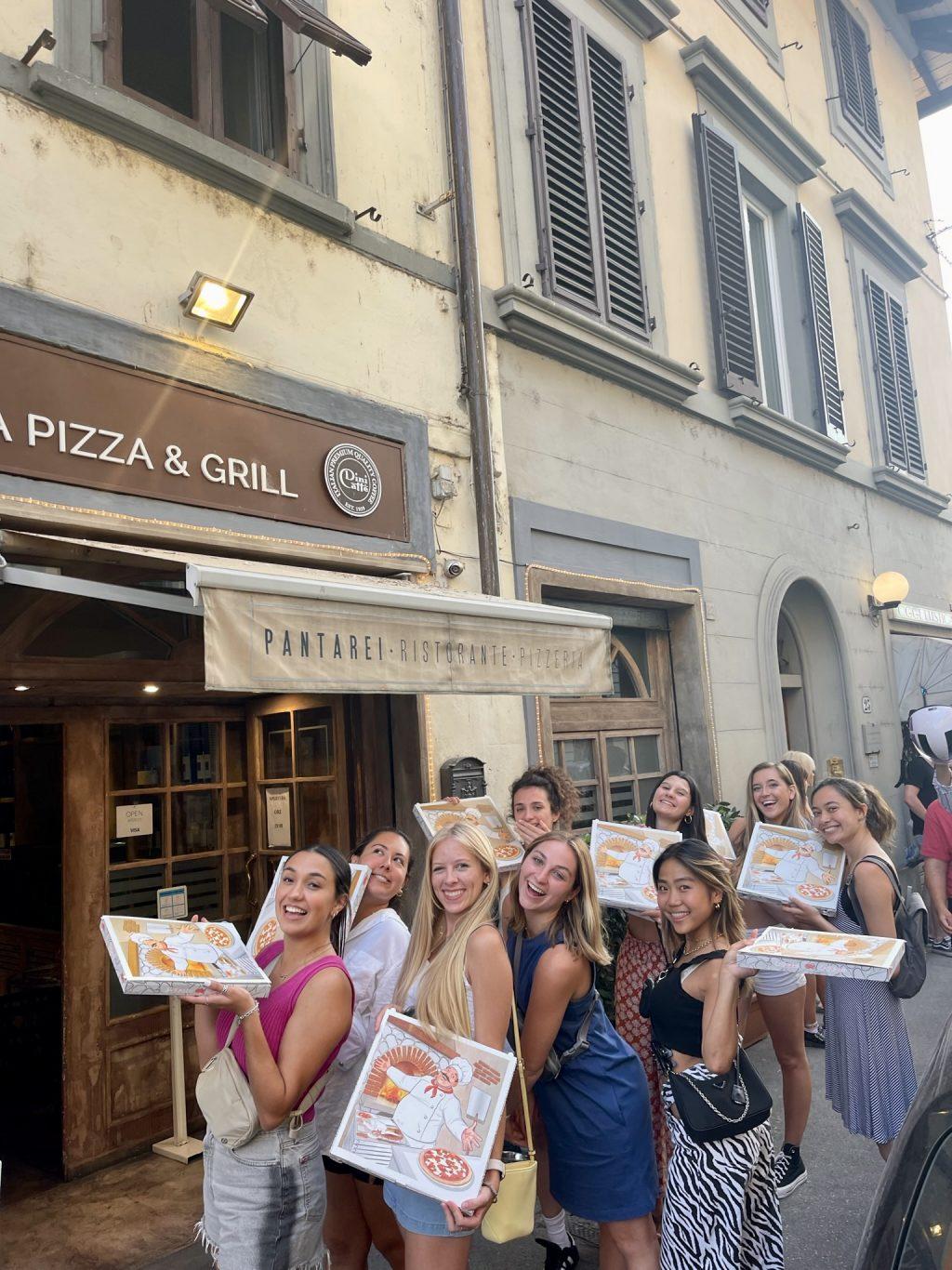 Students from the Pepperdine Florence program pausing to take a picture after trying their first pizzas in Italy on June 7. The Florence faculty and director, Elizabeth Whatley, offered us many incredible food-related recommendations during our stay.