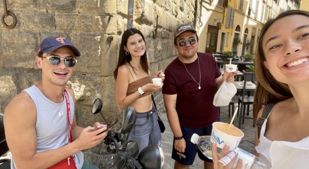 A few of the students enjoying gelato on a hot day In Florence, June 24. Gelato became a daily essential for us during our time in Italy.