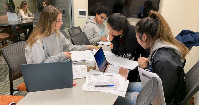 Students study with a tutor at the Student Success Center. The Student Success Center offers free tutoring, academic coaching and learning skills workshops to all Pepp students. Photo courtesy of Pepperdine Community website