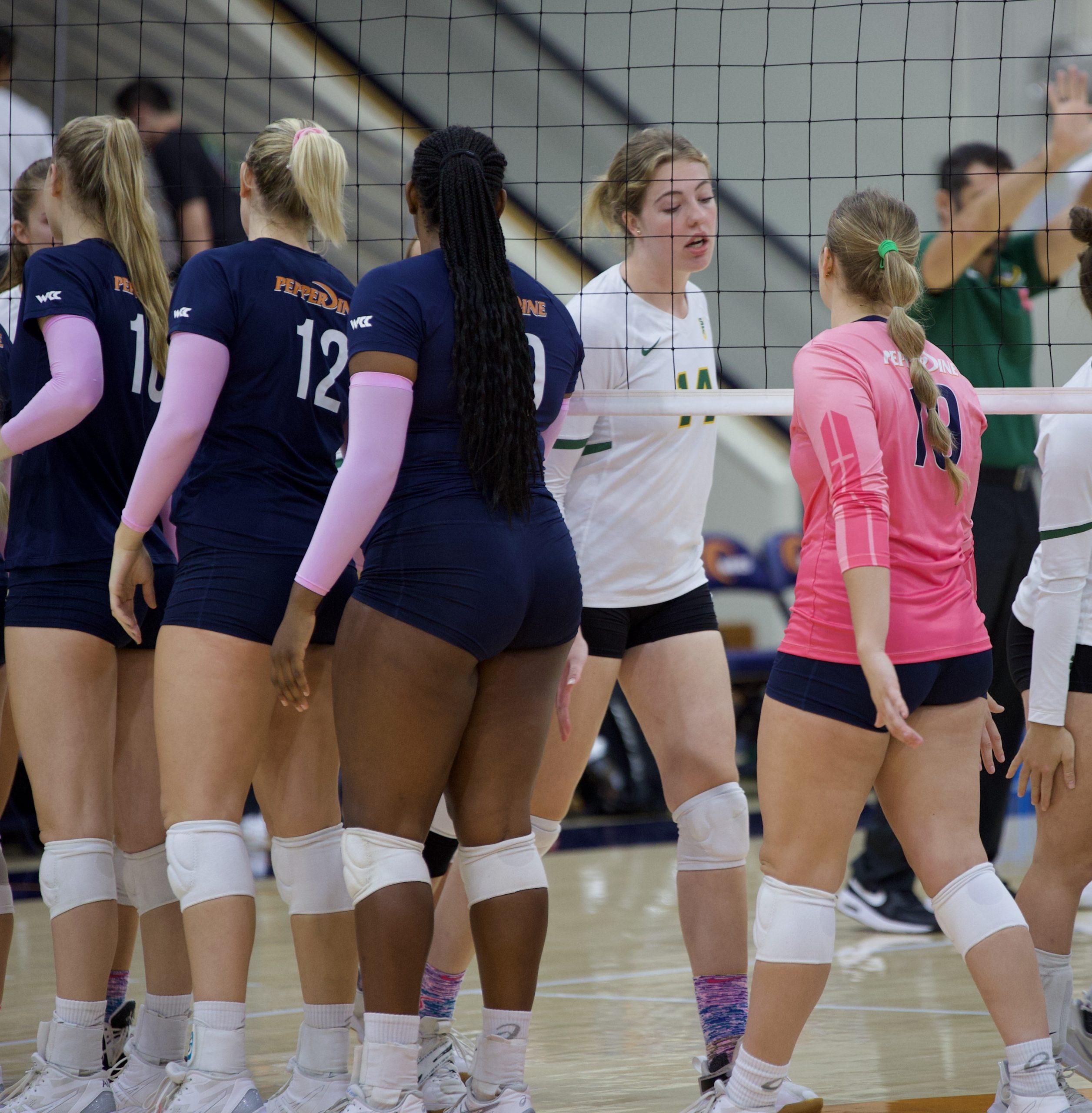 pretty college girls in volleyball shorts