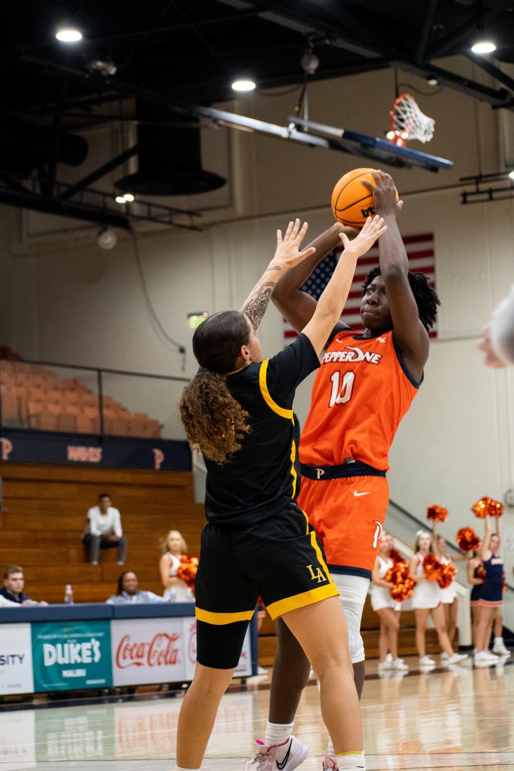 Junior forward Jane Nwaba goes up for a layup versus CSU Los Angeles at Firestone Fieldhouse on Nov. 2. Nwaba had five points and five rebounds in the game.