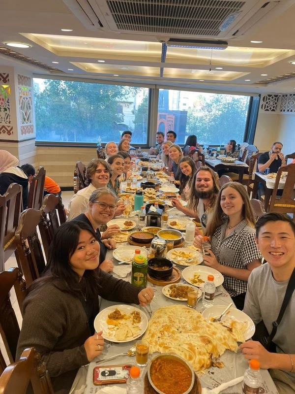Pepperdine students share a meal in Jordan in summer 2022. Due to COVID cases and other health concerns within the program, the Jordan summer program is not operating in 2023, Cox and DeGraaf said.