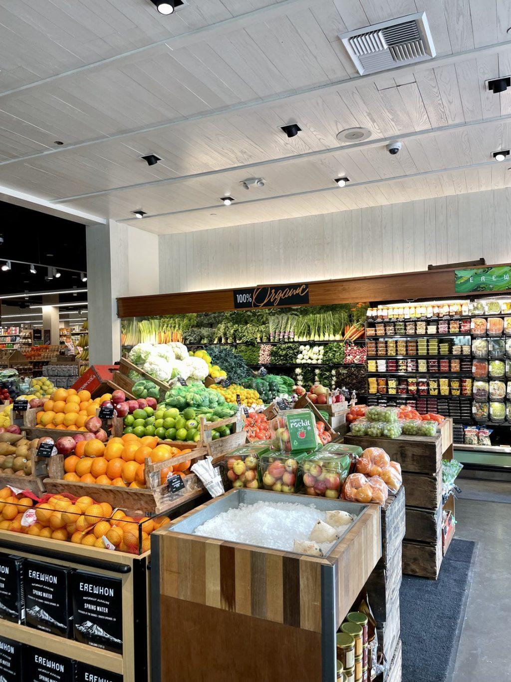 Colorful displays of fruits and vegetables, both fresh and pre-cut, immediately greet guests. Erewhon was founded on a holistic approach to wellness that emphasized how organic and soulful food is the way to a happy and healthy lifestyle.