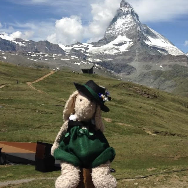 Peter poses for a picture in front of the Matterhorn summer 2017. He dressed up in a German outfit for the occasion. Photo courtesy of Irma Dofelmier