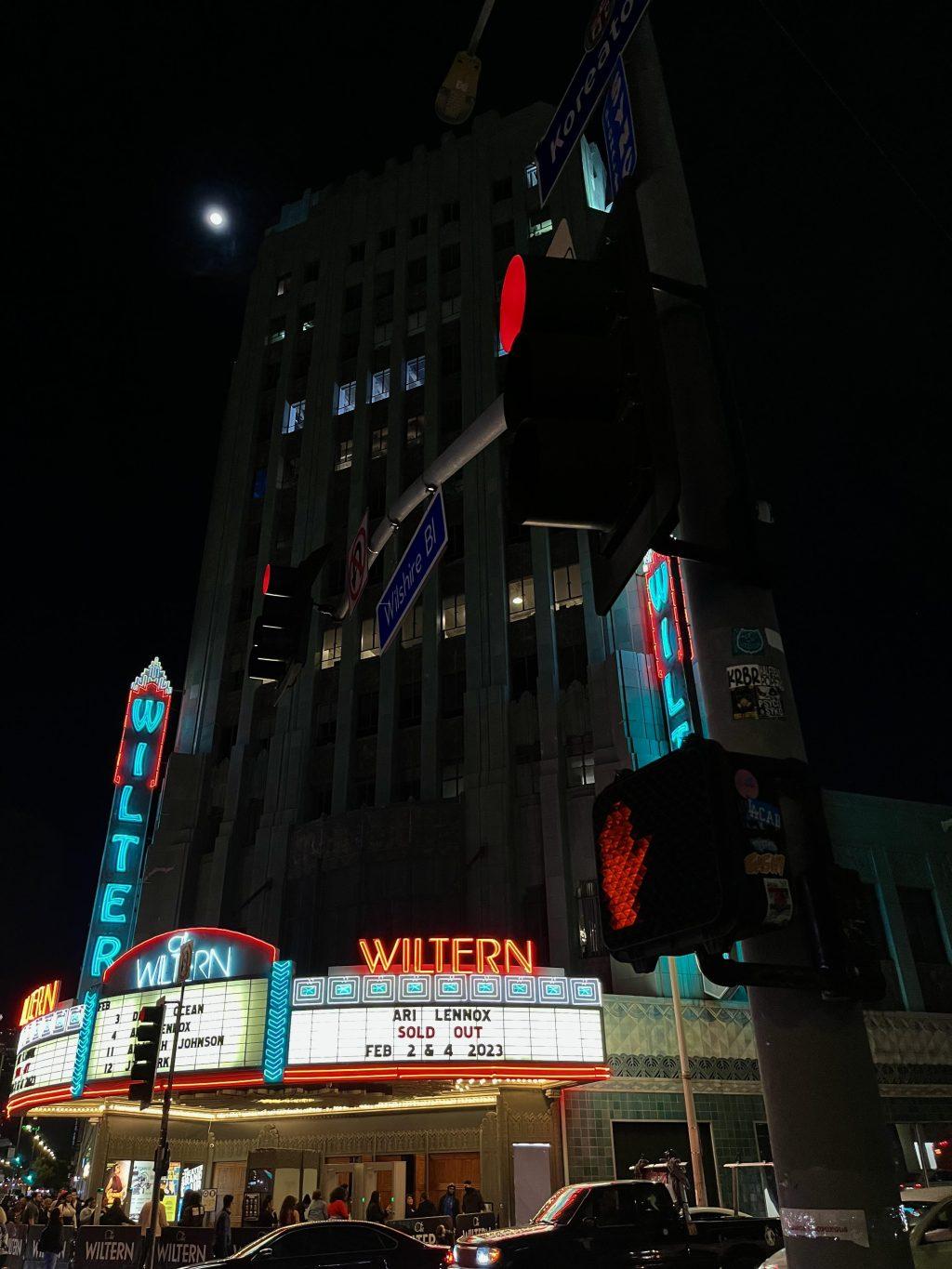 The front of The Wiltern theater where Ari Lennox performed Feb. 2. Lennox’s impressive rise to fame began from releasing songs on SoundCloud to selling out L.A. venues. Photo by Ivan Manriquez