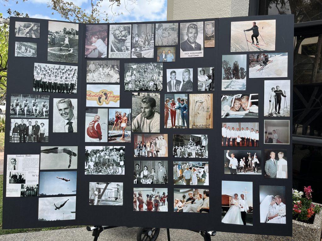 A collage of pictures sits outside of Stauffer Chapel on March 4. The Rodionoff family hosted a memorial to honor Nick's life and legacy. Photo by Abby Wilt