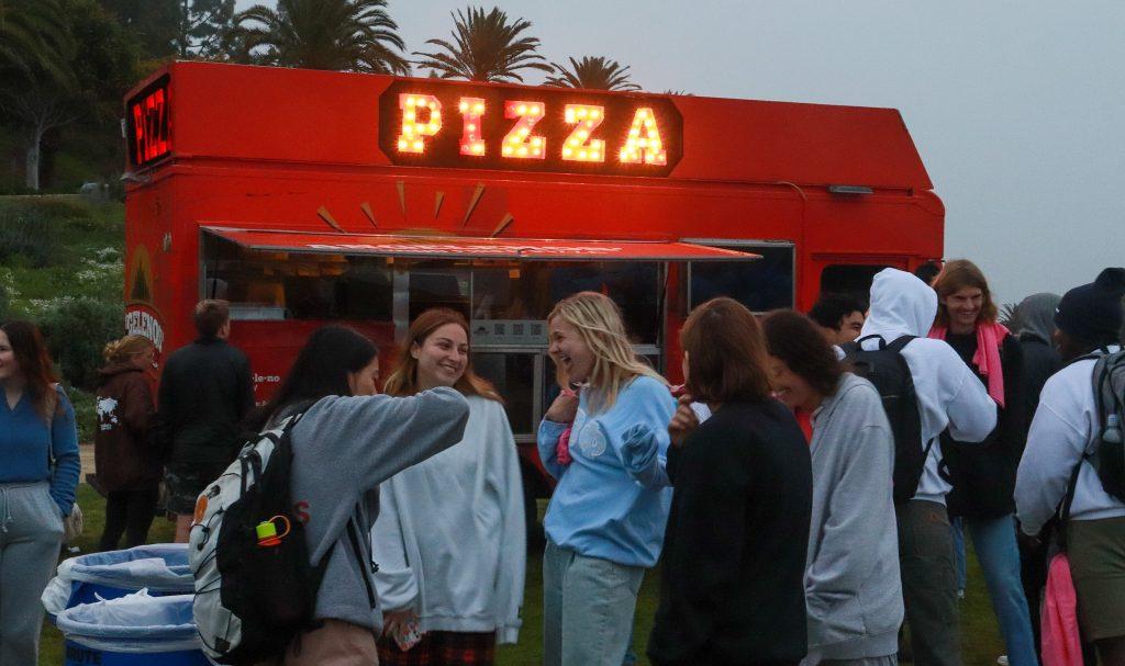 Students waiting for pizza at SWAB's Recess. Photo by Denver Patterson.