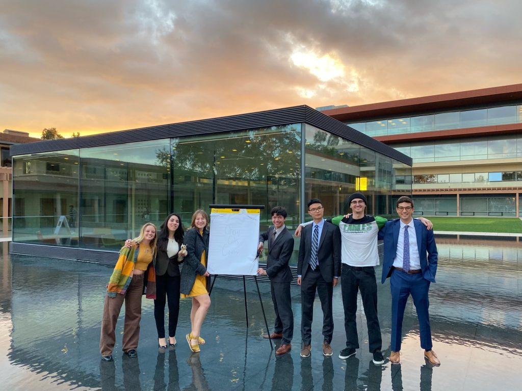 Pepperdine Mock Trial "Bee Team" pose for a photo at Claremont McKenna College on Feb. 5. Members split into teams and argued the case from multiple viewpoints, both plaintiff and defense, Jones said. Photo courtesy of Zach Jones