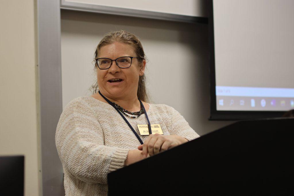 Professor Sharyl Corrado, associate professor of History, speaks to the pre-law students March 9, at BPC 191. Pre-law students had the opportunity to learn more about what it takes to apply to law school from Pepperdine alumni.