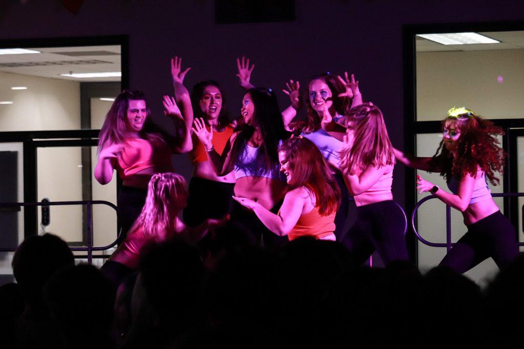 Gamma Phi Beta performs their dance at PUTYCD on March 31, at the Caf. Each group had a unique dance that a member of their group choreographed.