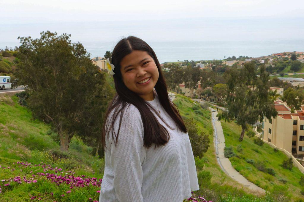 Kiaaina smiles and poses for a picture at the Pepperdine Caruso School of Law on March 16. Kiaaina said she is grateful for the chance to experience the culture in both California and her native home in Hawai'i. Photo by Emma Ibarra