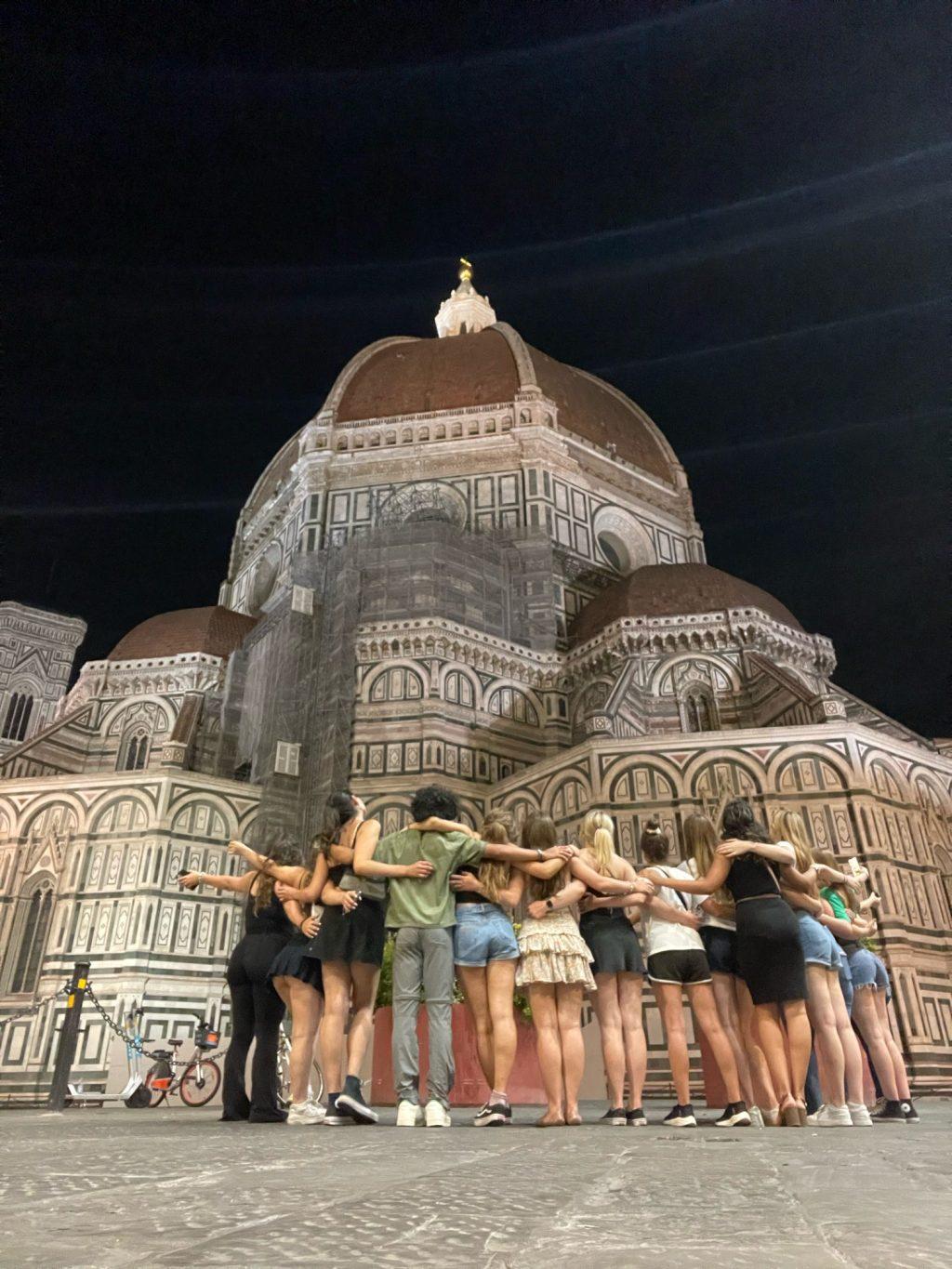 Florence summer 2023 students bidding the Duomo farewell in Florence, Italy on June 30. In the last few hours before a 4 a.m. departure, students gave a bittersweet goodbye to the landmark cathedral.