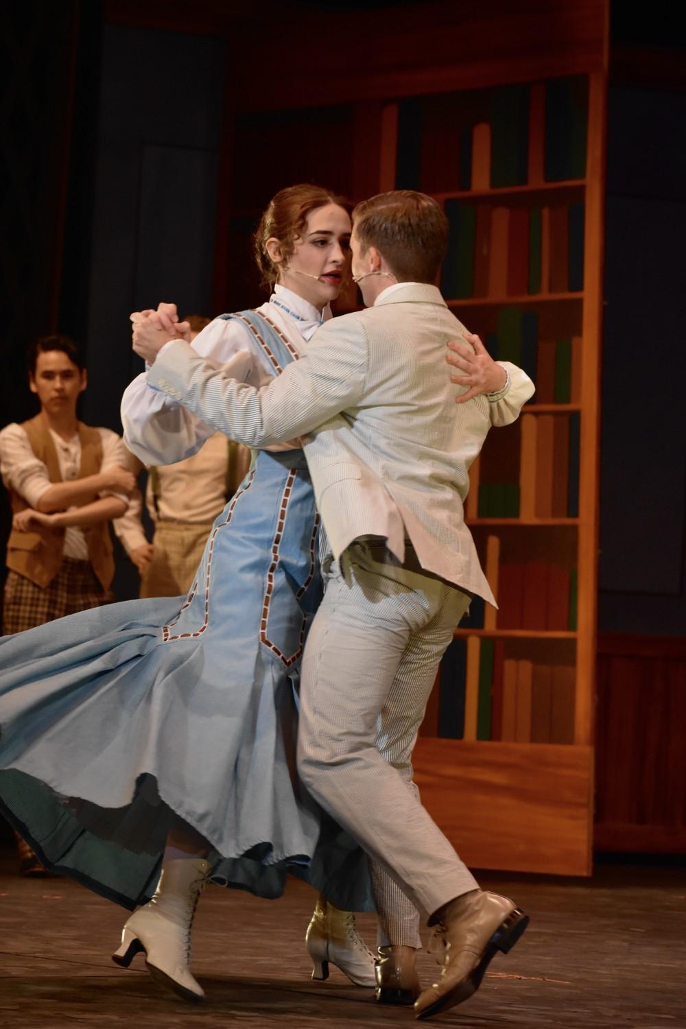 Sedlacek and Murrieta dance during the song "Marian The Librarian." Both actors are graduating seniors and said they hope to continue theater after Pepperdine.