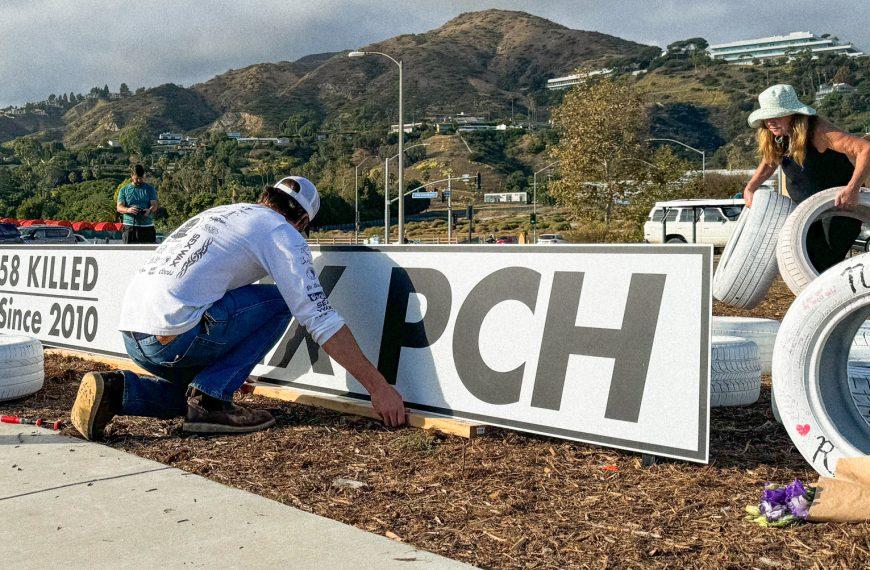 Volunteers Place 58 Ghost Tires on PCH to Call for Awareness and Action