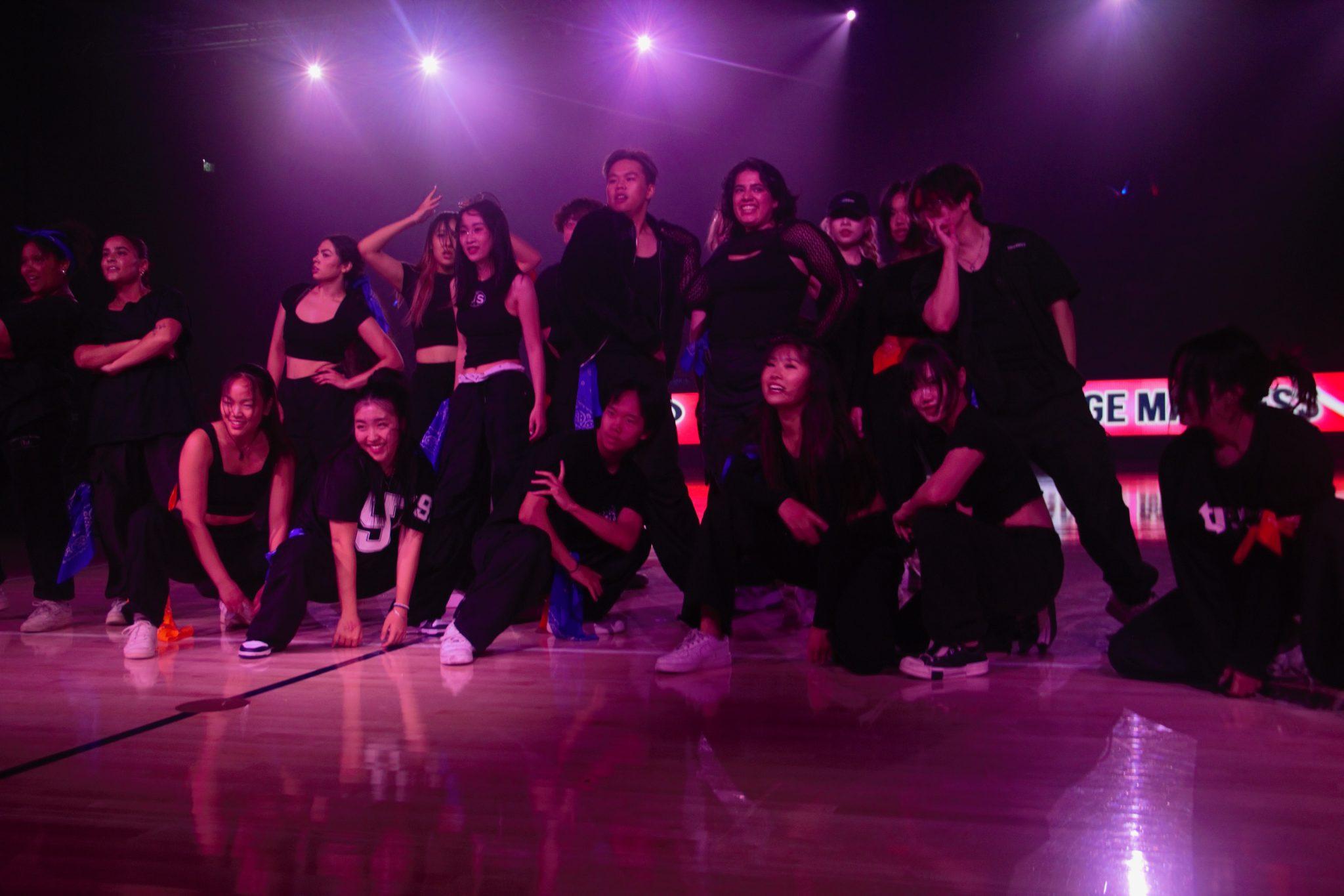 Pepperdine RND Dance team poses to conclude their performance at the end of Blue and Orange Madness on Oct. 6. Pepperdine's Step Team and Cheerleading Team gave performances as well.