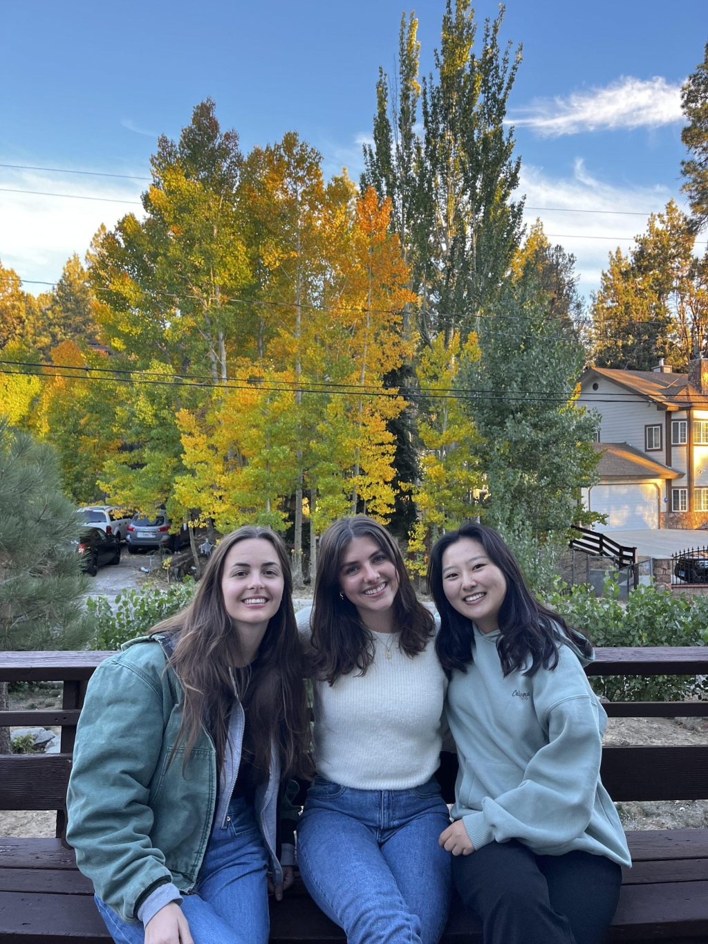 Junior Kristin Coady visits Big Bear Lake with friends junior Eden Reitnour (left) and junior Hannah Lee (right) over fall break. Coady said she enjoyed seeing the fall color in Big Bear. Photo courtesy of Kristin Coady