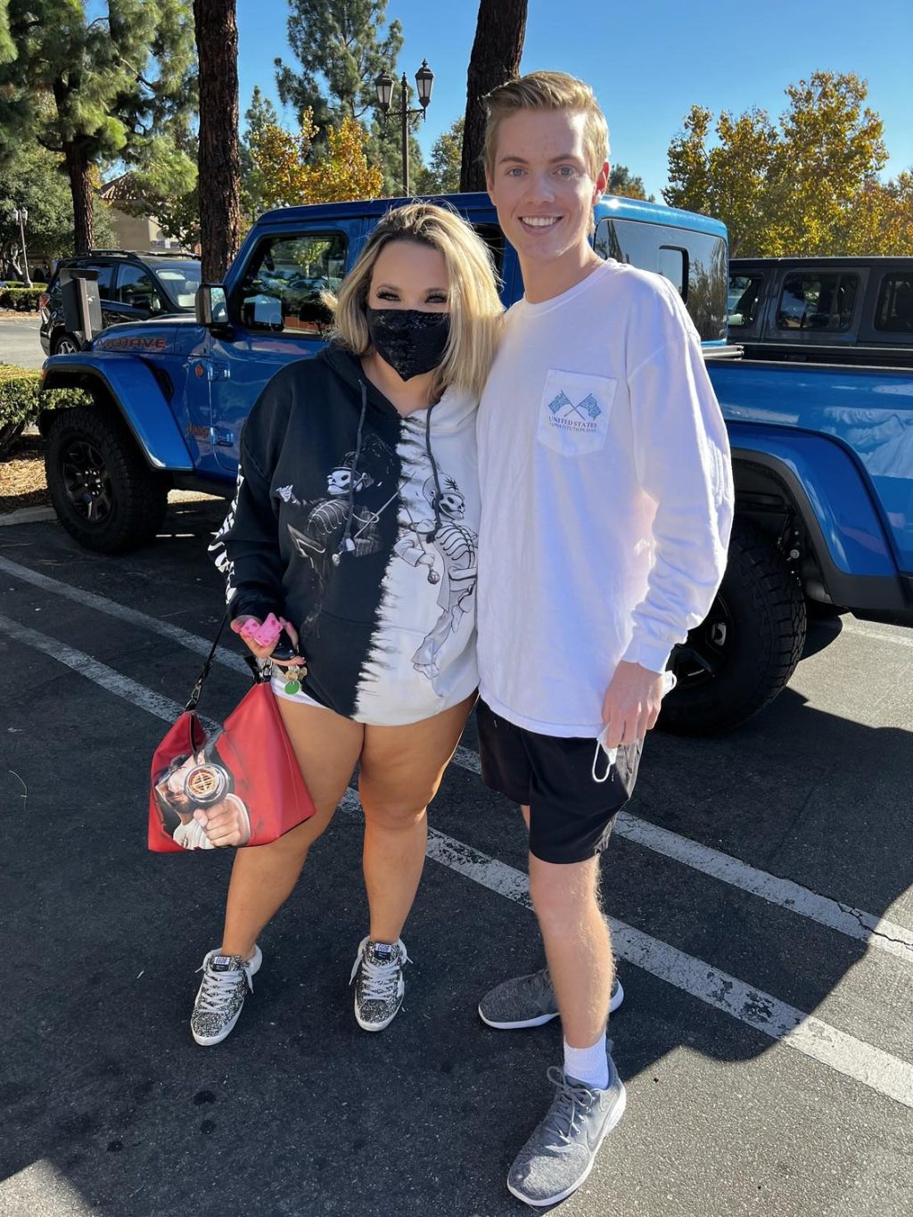 Zieg smiles with Trisha Paytas on Nov. 3, in the Trader Joe's parking lot. Zieg said he is an active participant in ducking. Photo courtesy of Liam Zieg