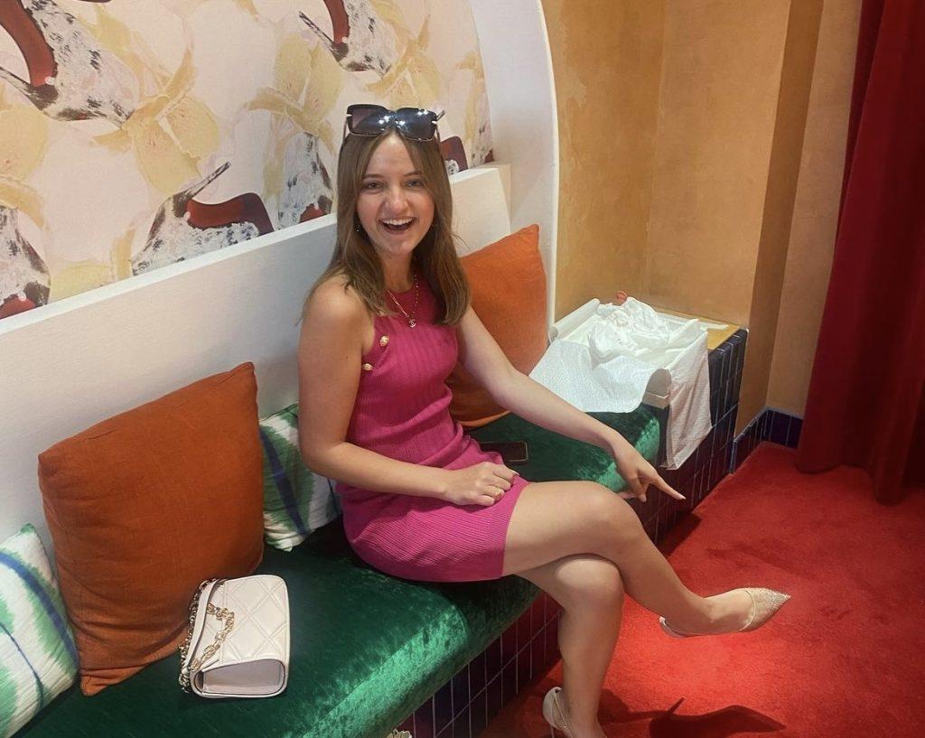 First-year Audrey Riesbeck tries on shoes at a store in Beverly Hills on Sept. 10. Riesbeck said she loved spending the day in Beverly Hills, despite not buying anything. Photo courtesy of Audrey Riesbeck