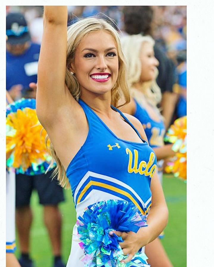 Janes waves to the fans after performing at the Rose Bowl as the UCLA Dance Team Captain in 2017. The following year she would become a member of the DCC.