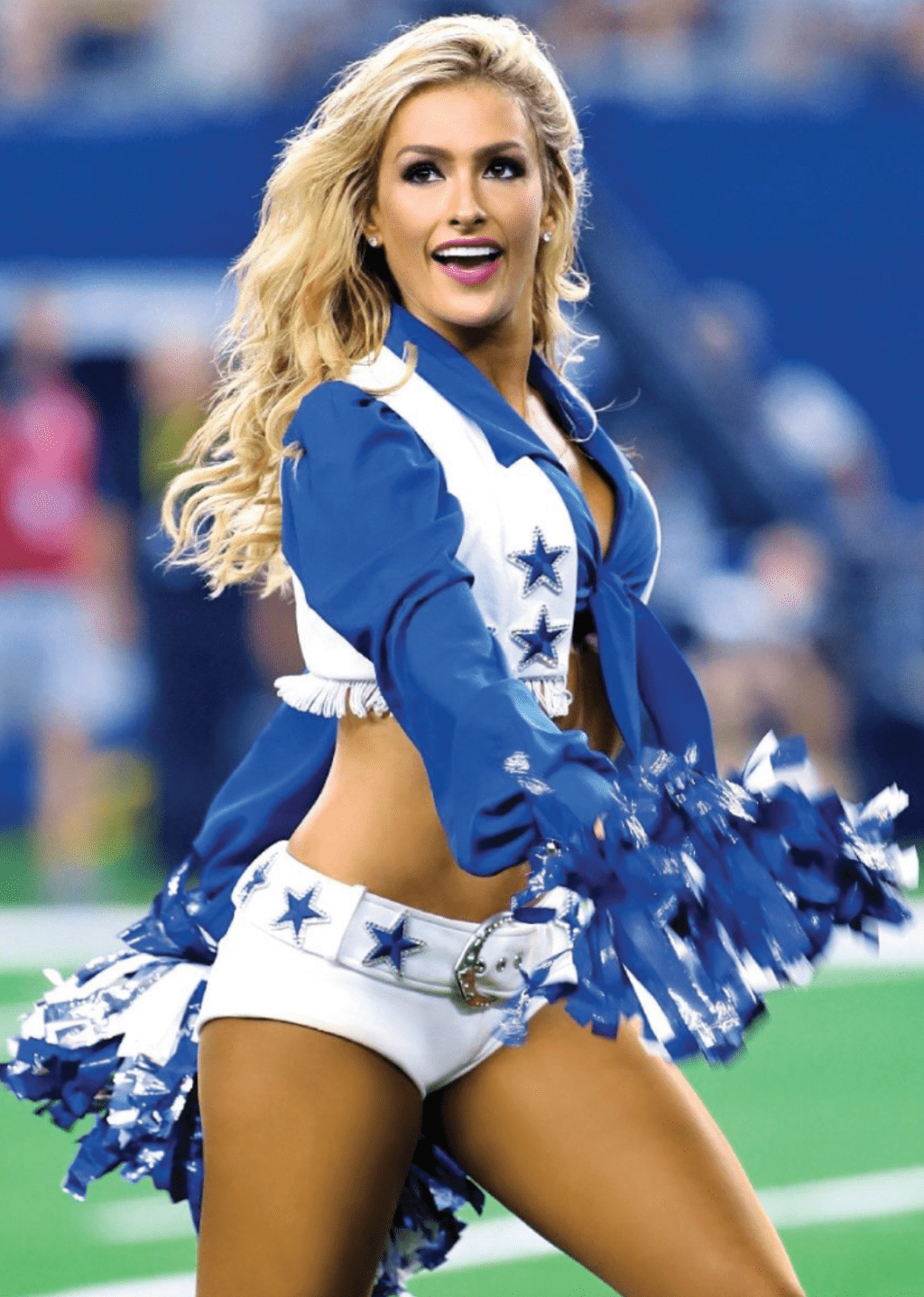 Janes performs for the Dallas Cowboys at AT&T Stadium in 2019. Janes spent five years cheerleading before her hire at Pepperdine — two collegiate and three professional.