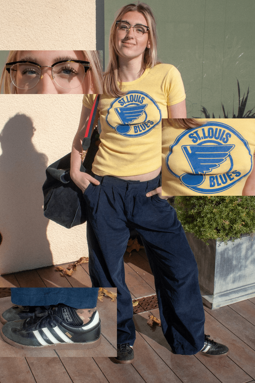 Junior Sydney Fairchild poses in a vintage tee and corduroy pants outside Payson Library on Jan. 11. Fairchild said fashion helps her creatively illustrate how she's feeling on a given day.
