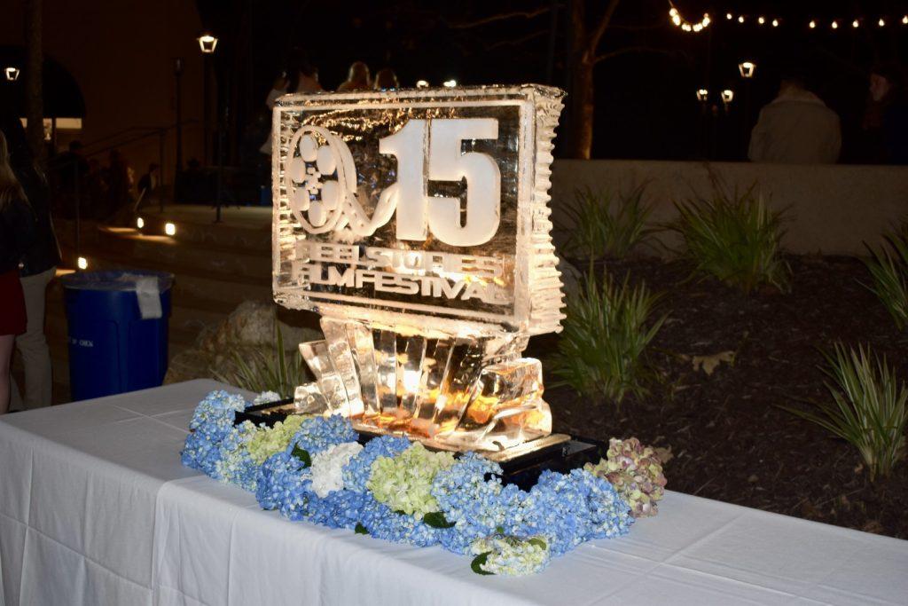 The ice sculpture for this year&squot;s ReelStories Film Festival features a big number "15" Feb. 9, in Lower Mullin Town Square. This was the festival&squot;s 15th year after its establishment in 2010 by students.