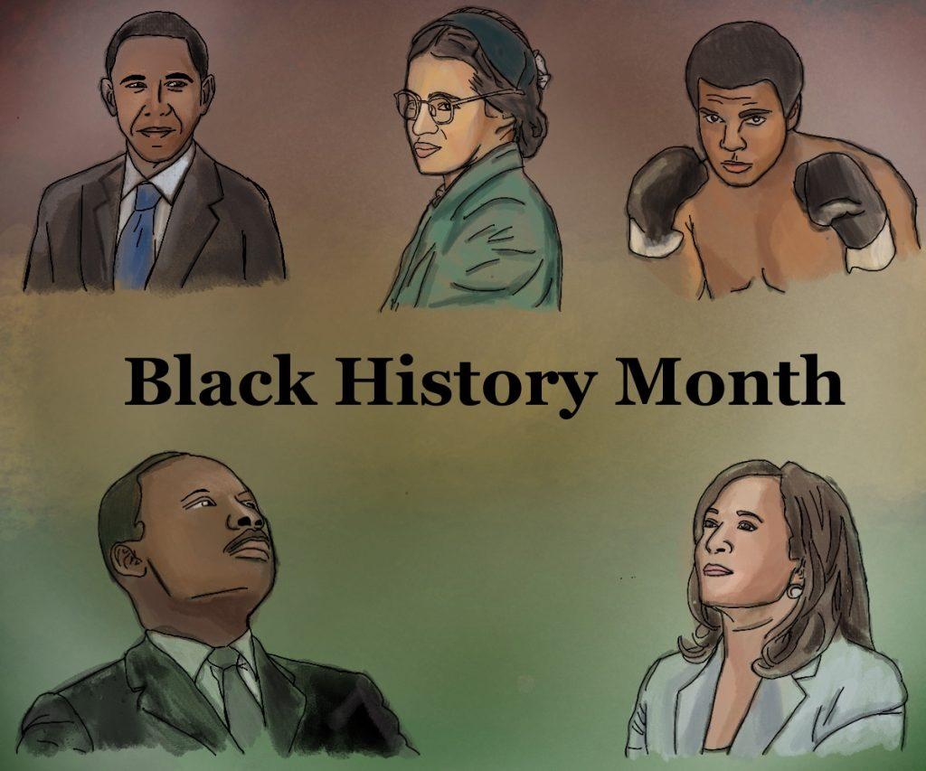 Pepperdine celebrates Black History Month by commemorating Black individuals and culture. Through this year's theme, African Americans and the Arts, the nation will recognize the influence Black people have had on film, music, art, etc. Art by Jackie Lopez