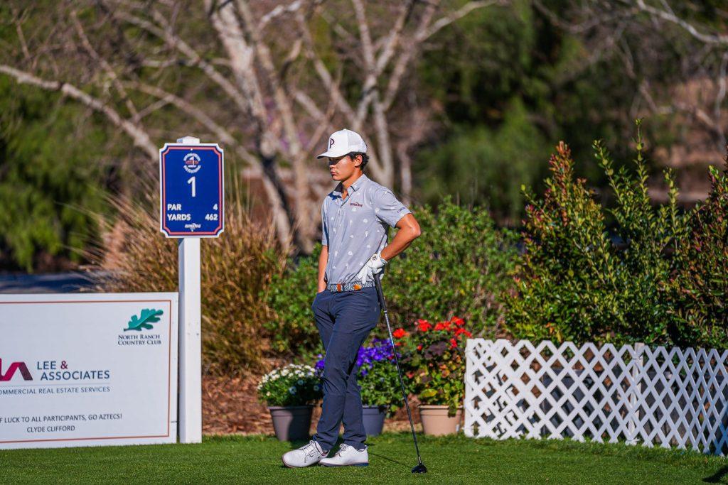 Sophomore Joshua Koo waits to start his round for the day at the Southwest Invitational in Westlake Village, CA on Jan. 29. Koo finished the tournament tied for 58th.