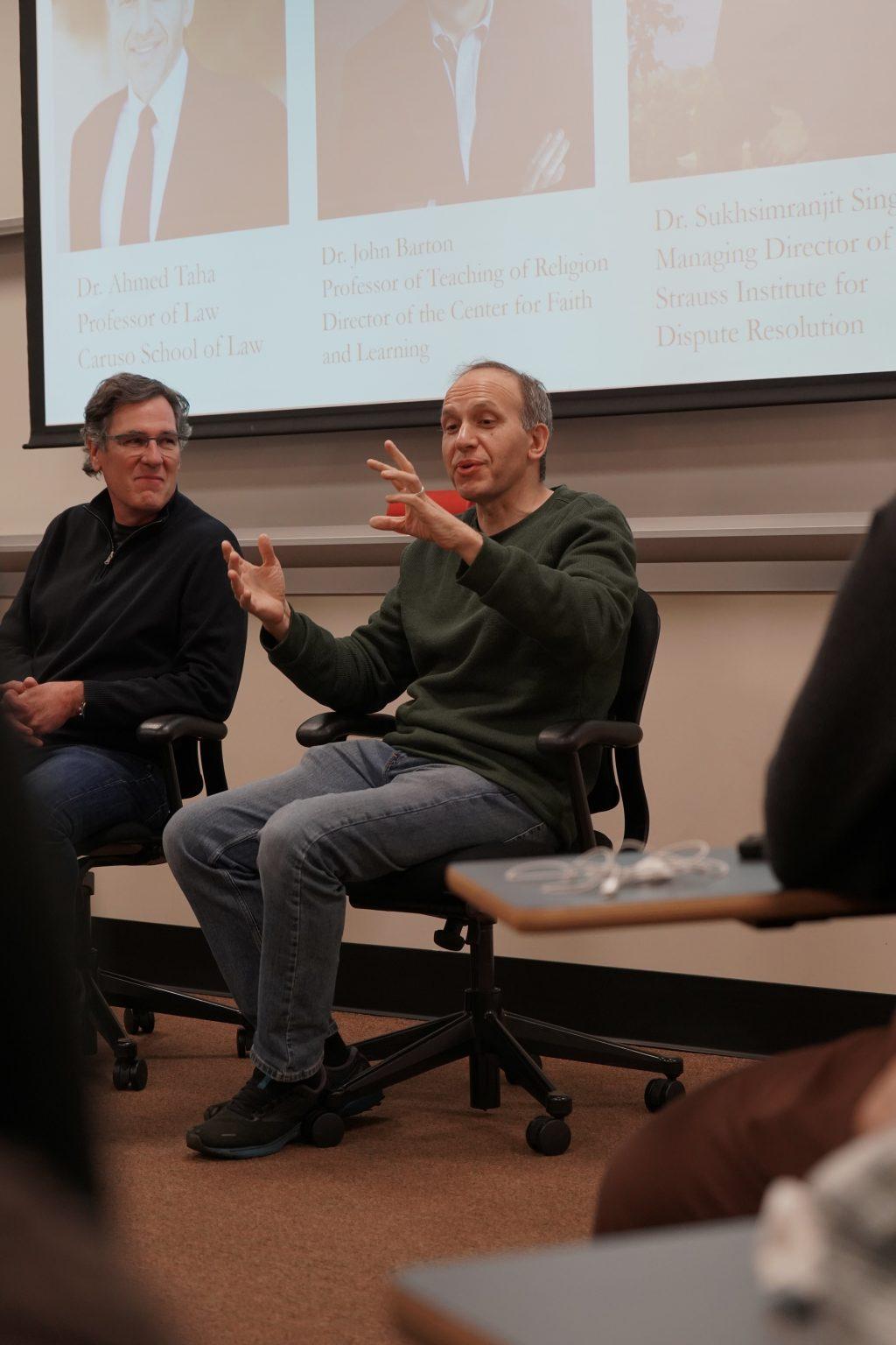 Professor Ahmed Taha shares his perspective on conversion at Beyond the Bubble on Feb. 15, in the Black Family Plaza Classrooms. Taha emphasized the importance of prioritizing relationships first.