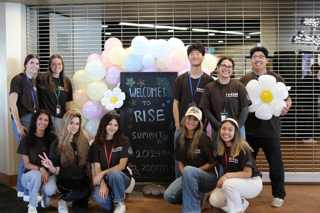 The RISE team is pictured together after the lunch session of the 2024 Rise Summit on Feb. 26, in the Fireside room. The annual conference is hosted by the RISE program to assist students in their spiritual journey. Photo courtesy of Julia Jung
