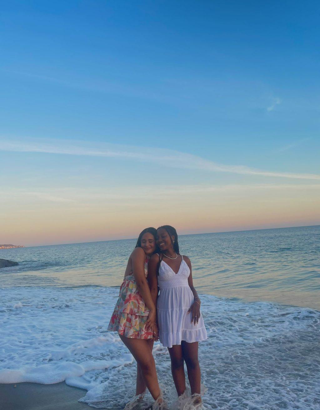 Sanchez-Jimenez and her sorority big — sophomore Chantal Mbayah — pose together at the beach. Sanchez-Jimenez said Mbayah has been a huge mentor to her in finding where she belongs at Pepperdine. Photo courtesy of Bardaliss Sanchez-Jimenez