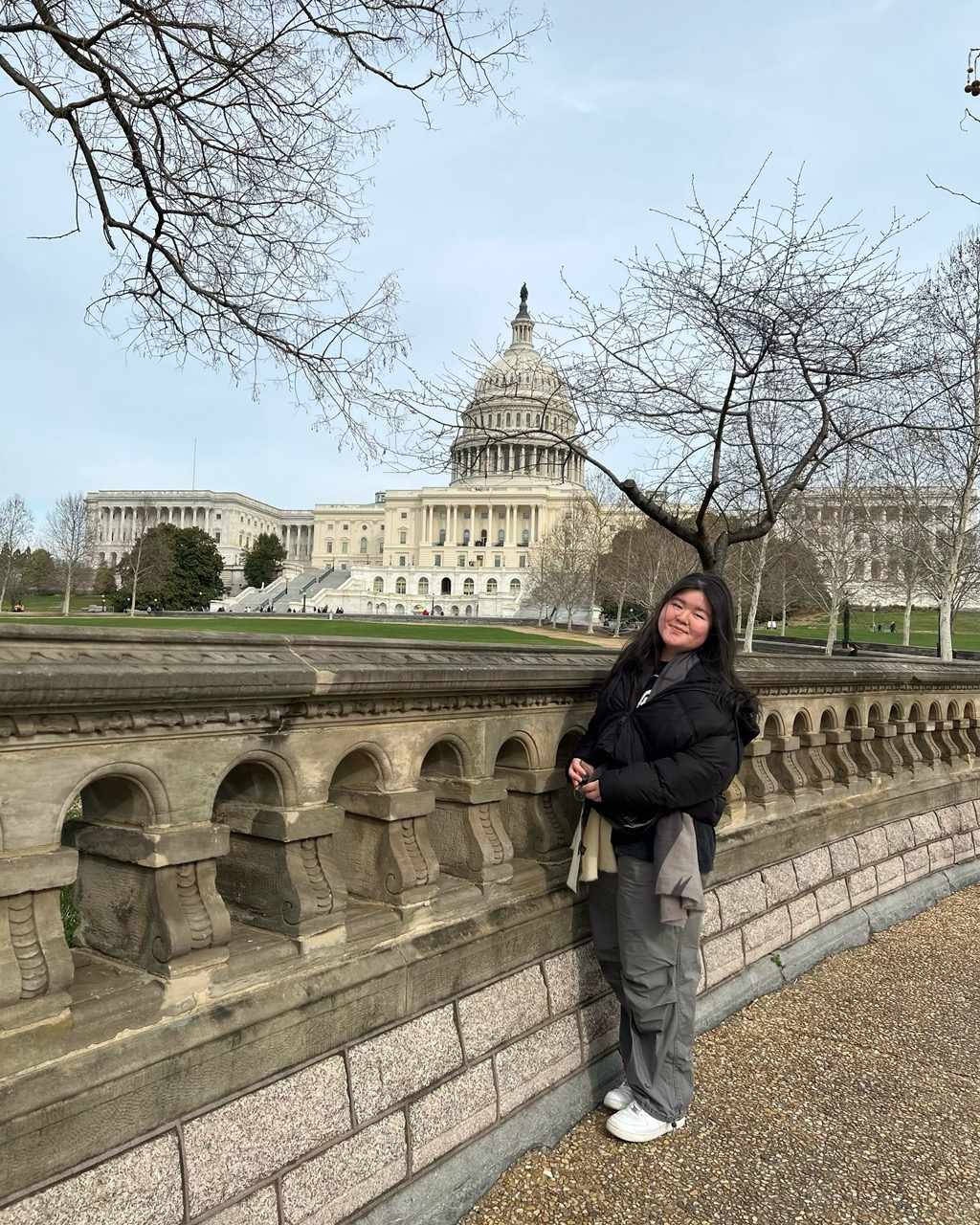 Senior Audrey Hartono poses for a picture Feb. 27, while sightseeing at the U.S. Capitol Building. Hartono said the Career Trek has helped her consider D.C. as a future place to work. Photo courtesy of Audrey Hartono